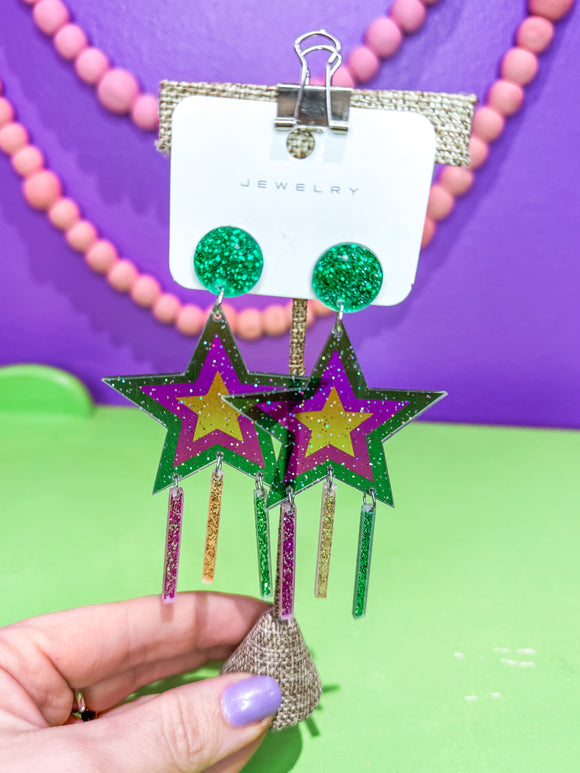 Star Of The Parade Mardi Gras Earrings