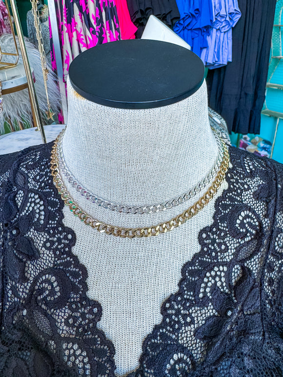 Gold-Silver Trendy Chain Necklace