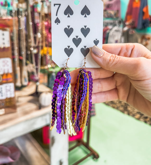 Sassy & Sequin Fringe Tiger Girl Earrings