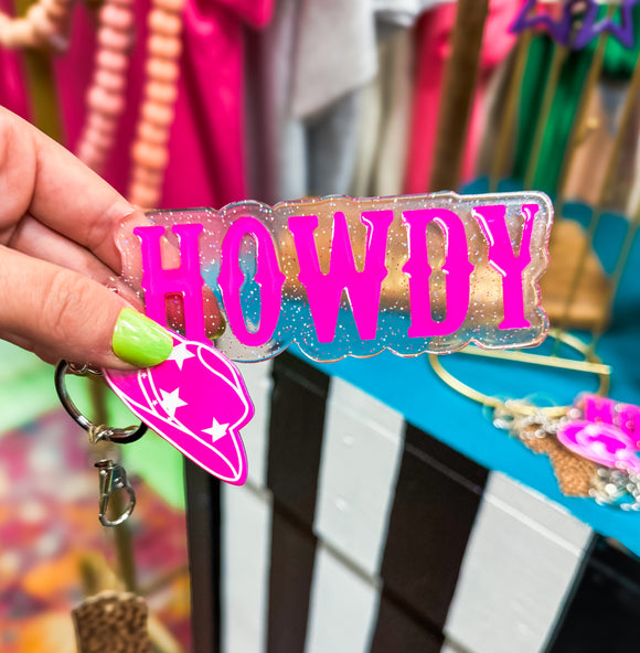 Howdy Key Chain• Hot Pink