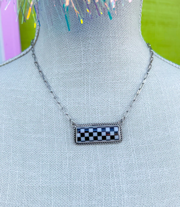 Checked In Necklace By Pink Panache