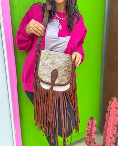 Cowhide Cutie Fringe Purse by American Darling