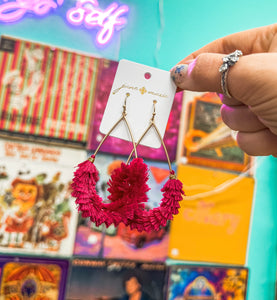 Fancy Thrills Pink Fringe Earrings